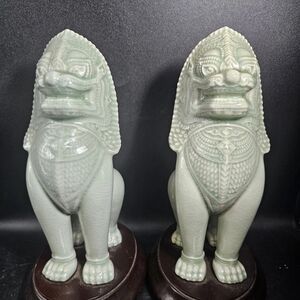 Elegant‎ Jade Green Ceramic Foo Dogs